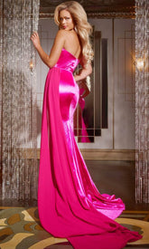 Glitter Embellished Satin Prom Gown
